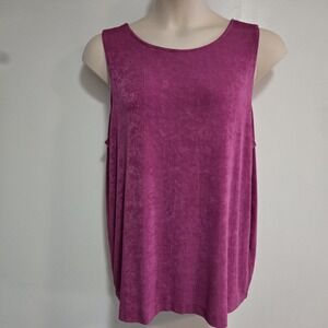 Chico's Travelers Size 4 (XXL 20/22) Fuchsia Pink Stretch Knit Scoop Neck Tank